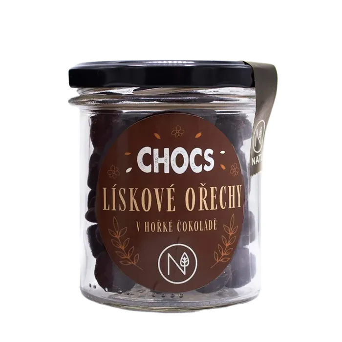 NATU Chocs Lískové ořechy v 60% hořké čokoládě 180 g